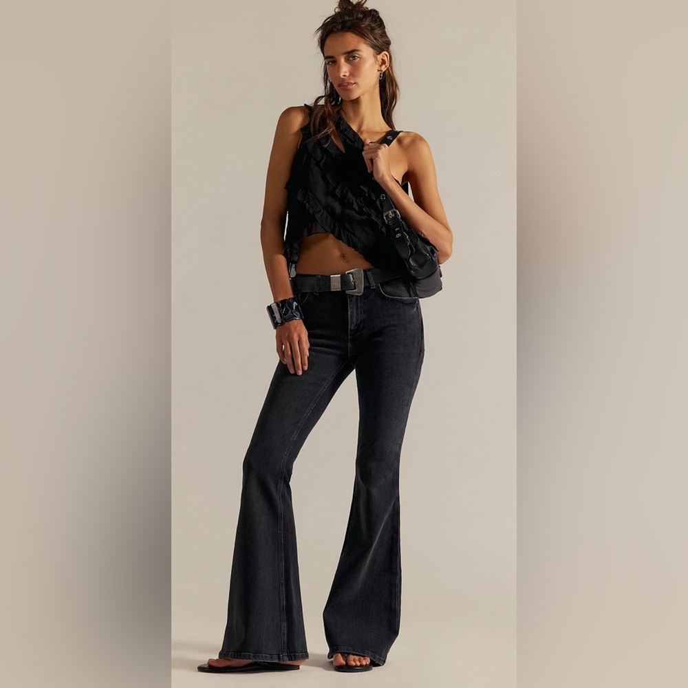 Free People Love Bomb Flares in Ghosted. Brand New with Tags!